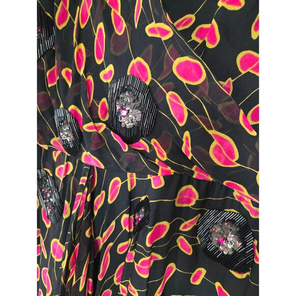 Diane von Furstenberg Silk Beaded Midi Dress – Size 8 – Black Multicolor - Picture 7 of 11